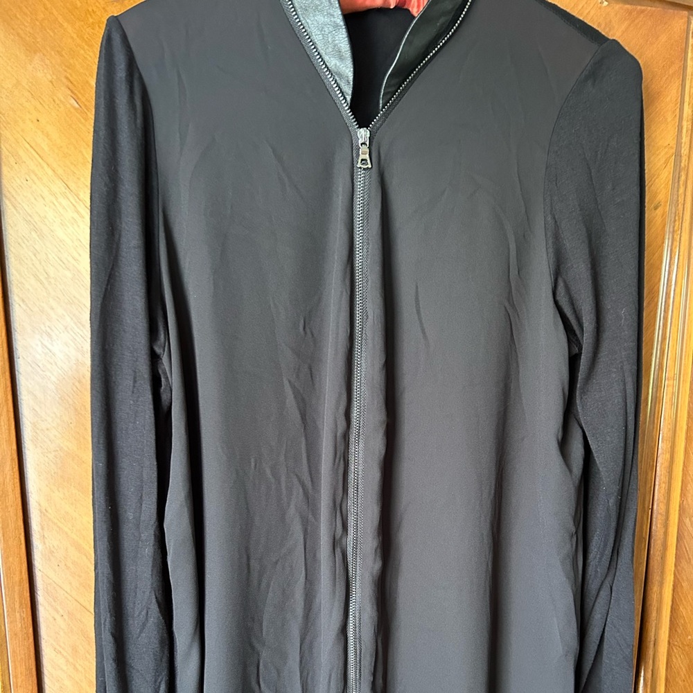 Lola and Sophie front zip leather collar exercise jacket